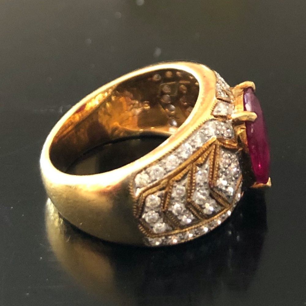 Ruby Ring With Encrusted Diamonds - image 3
